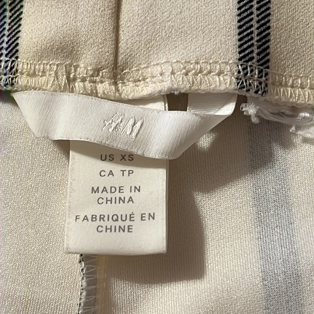 H&M Women’s Pull On Dress Work Pants Wide Leg Cream & Blue Stripes Size XS - Picture 5 of 8